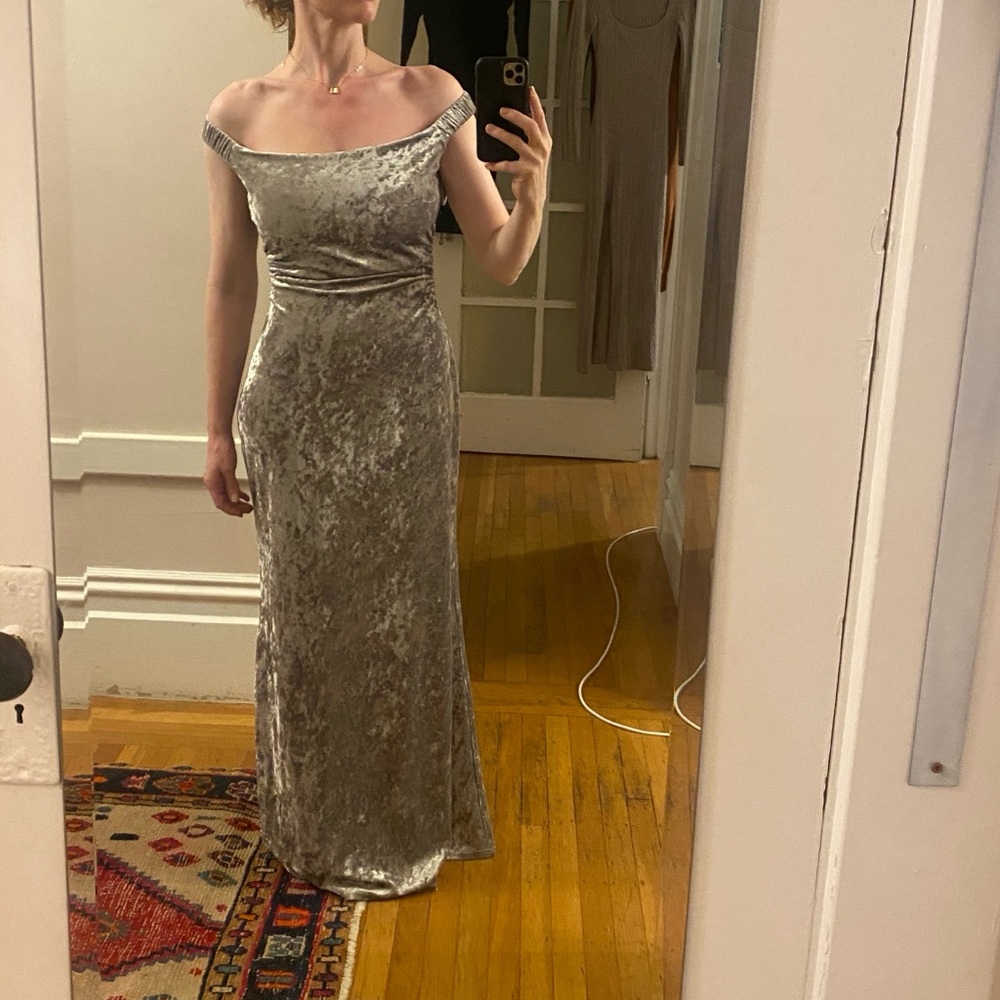 Reformation Silver Velvet Maxi Dress - Picture 14 of 15